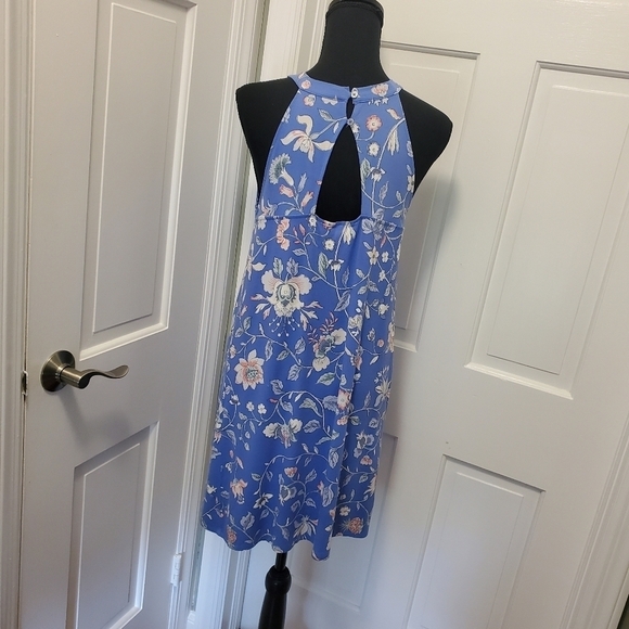 LOFT Floral Cutout Back Halter Swing Knit Dress Size Petite Medium - Picture 5 of 11